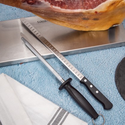 Set Cuchillo Jamonero Alveolado POM y Chaira 2