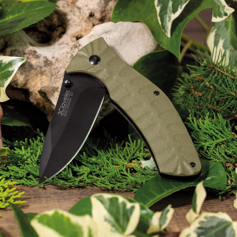 Navaja Jungle acero 3Cr verde | 3 Claveles